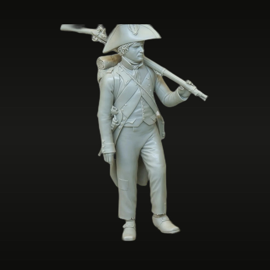 Napoleonic French Officer Musketeer with Bicorne Hat 75mm Resin Figure Kit - unpainted resin model kit