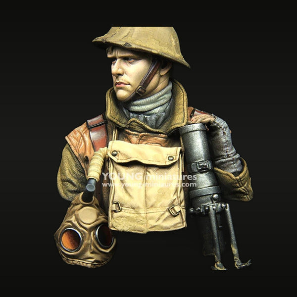 British WWI Soldier with Pith Helmet and Gas Mask 1/10 Resin Bust Kit