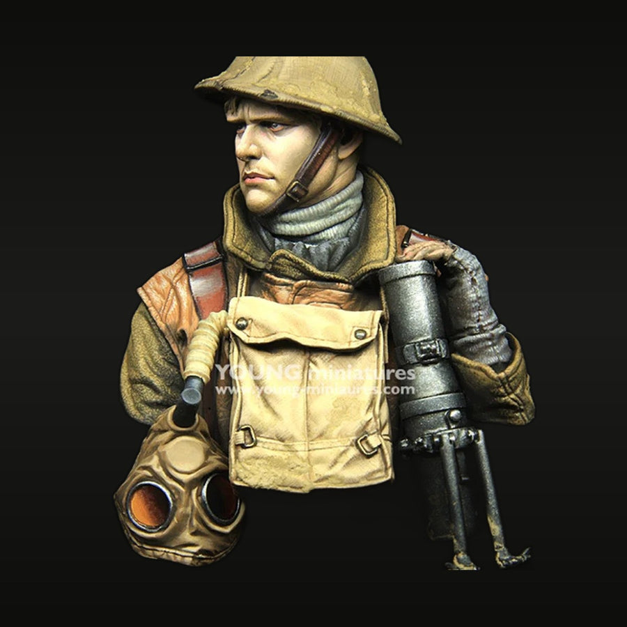 British WWI Soldier with Pith Helmet and Gas Mask 1/10 Resin Bust Kit - unpainted resin model kit