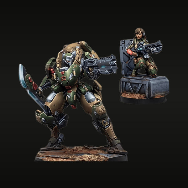 Sci-Fi Mercenary Soldier & Female Operative Power Armor 28mm Resin Figure Set
