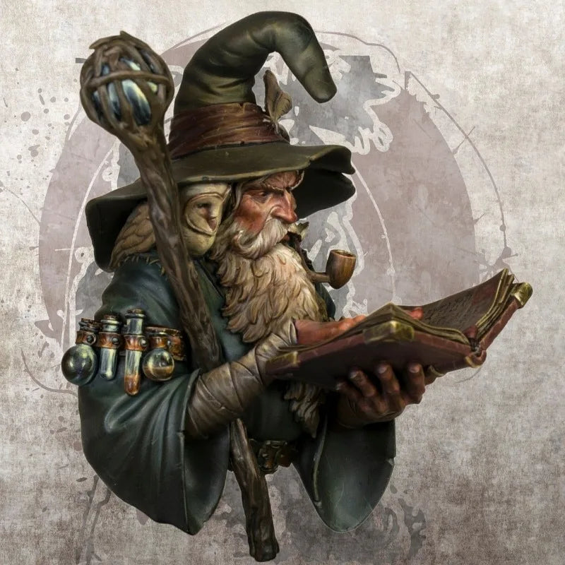 1/12 Scale 76Mm Die-Cast Resin Bust Model Kit Wizard with Owl Statue Unassembled and Unpainted