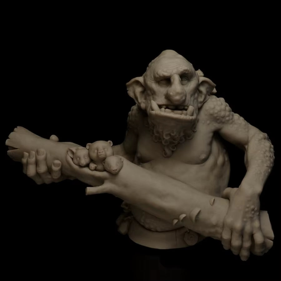 Monster and Stump 1/12 Scale Resin Bust Fantasy Miniature Garage Kit Unassembled and Unpainted Diorama DIY Toys