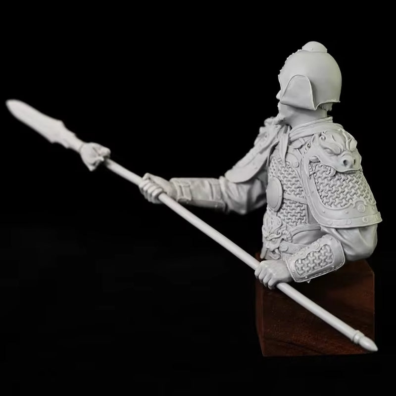 Medieval Chinese Warrior with Staff 1/10 Resin Bust Kit - resin model view 3