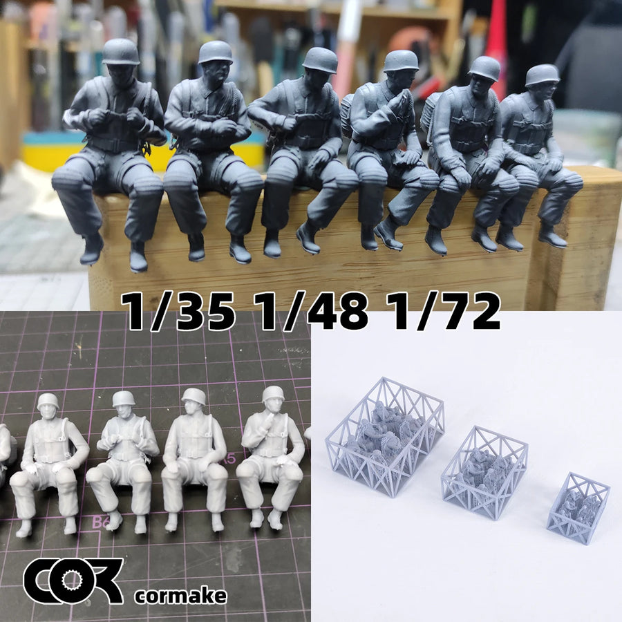 WWII German Paratrooper Squad 1/72 Resin Figure Set Kit - resin model view 2
