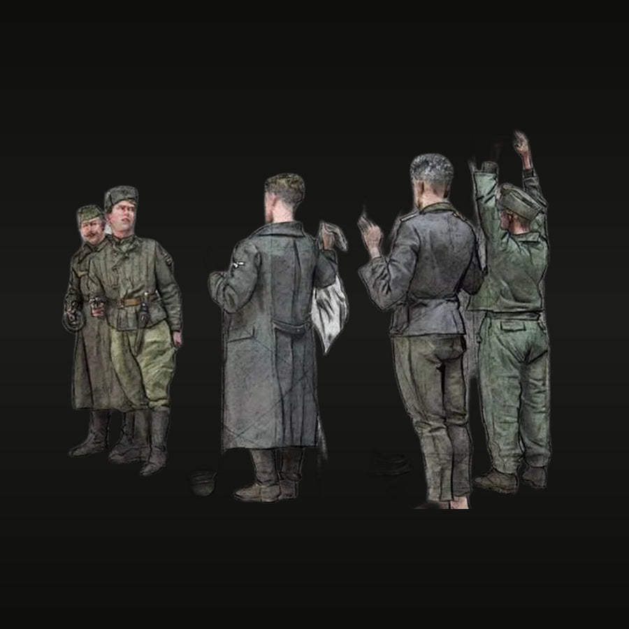 WWII German Soldiers Surrendering 1/35 Resin Figure Set - unpainted resin model kit