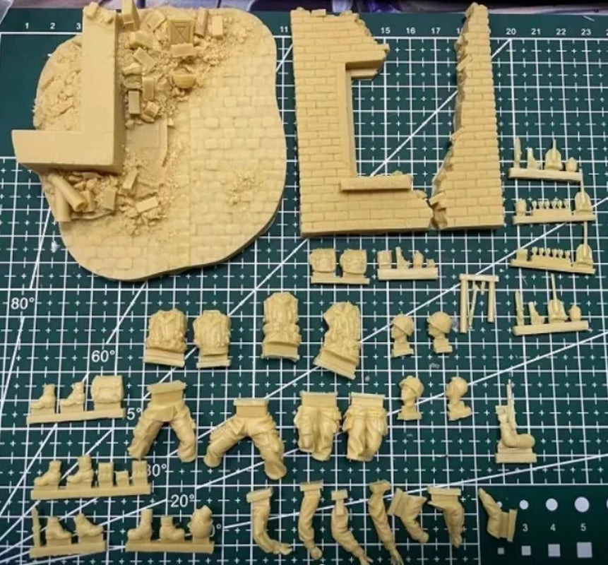 WWII American Soldiers Urban Combat Normandy 5-Figure Diorama 1/35 - resin model view 2