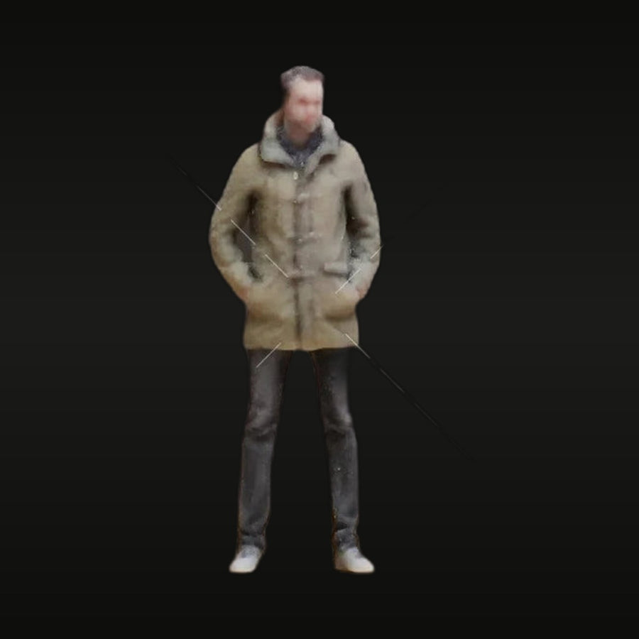 Tall Casual American Man in Beige Coat 1/64 Resin Figure - unpainted resin model kit