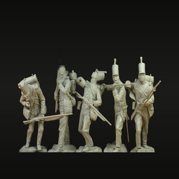 Napoleonic British Infantry with Bearskin Caps 75mm Resin Figure Set