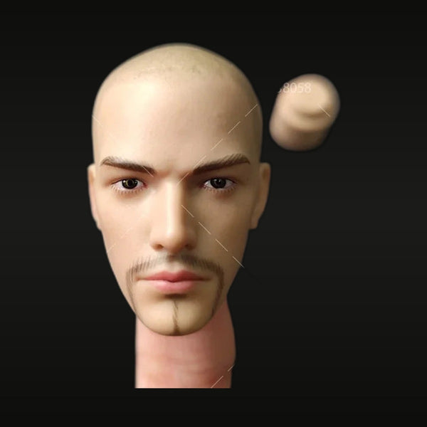 1/6 Scale Bald Asian Male Head Sculpt Resin Figure Hobby Supply