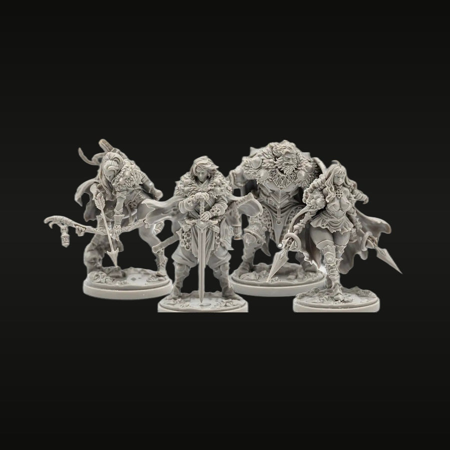 Fantasy Nature Heroes Four-Figure Set 75mm Resin Kit - unpainted resin model kit