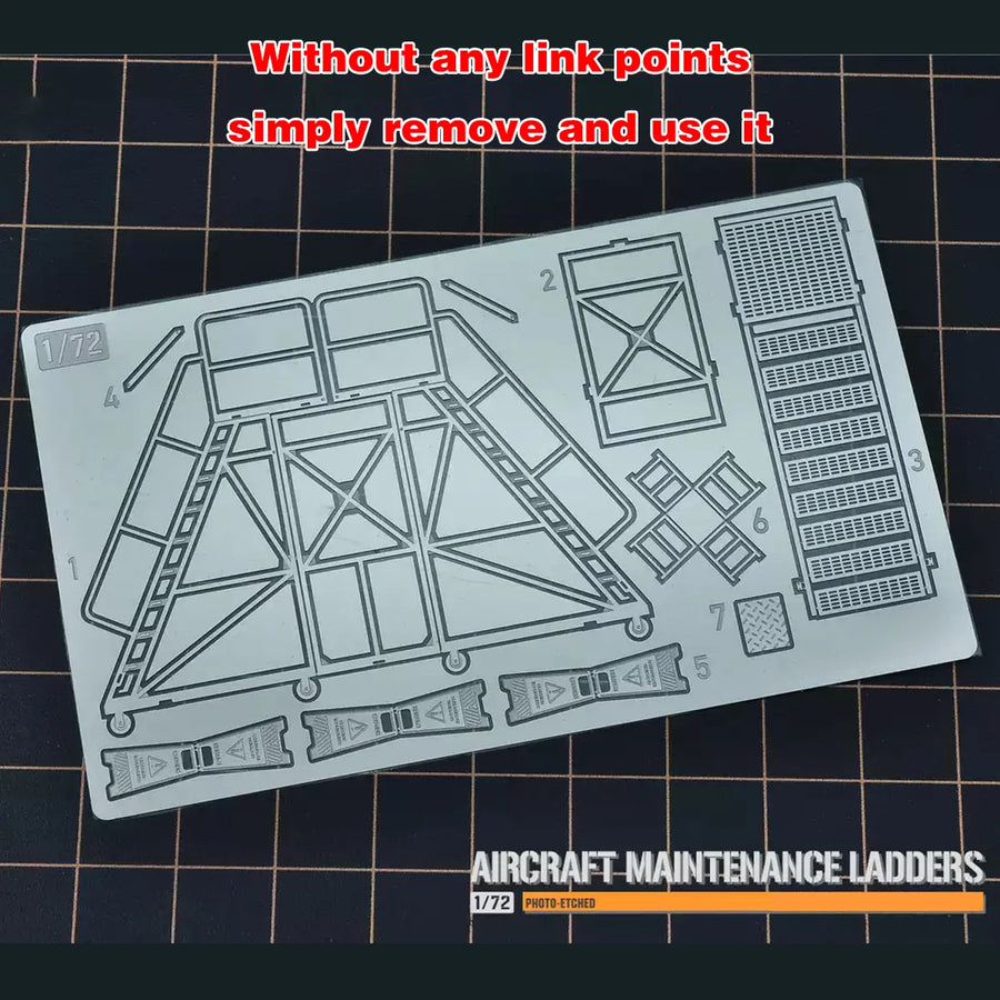 1/72 PE Aircraft Scale Model Kit Maintenance Ladders Climbing Ladder Platform Ottoman Warning Signs Sand Table Diorama Models