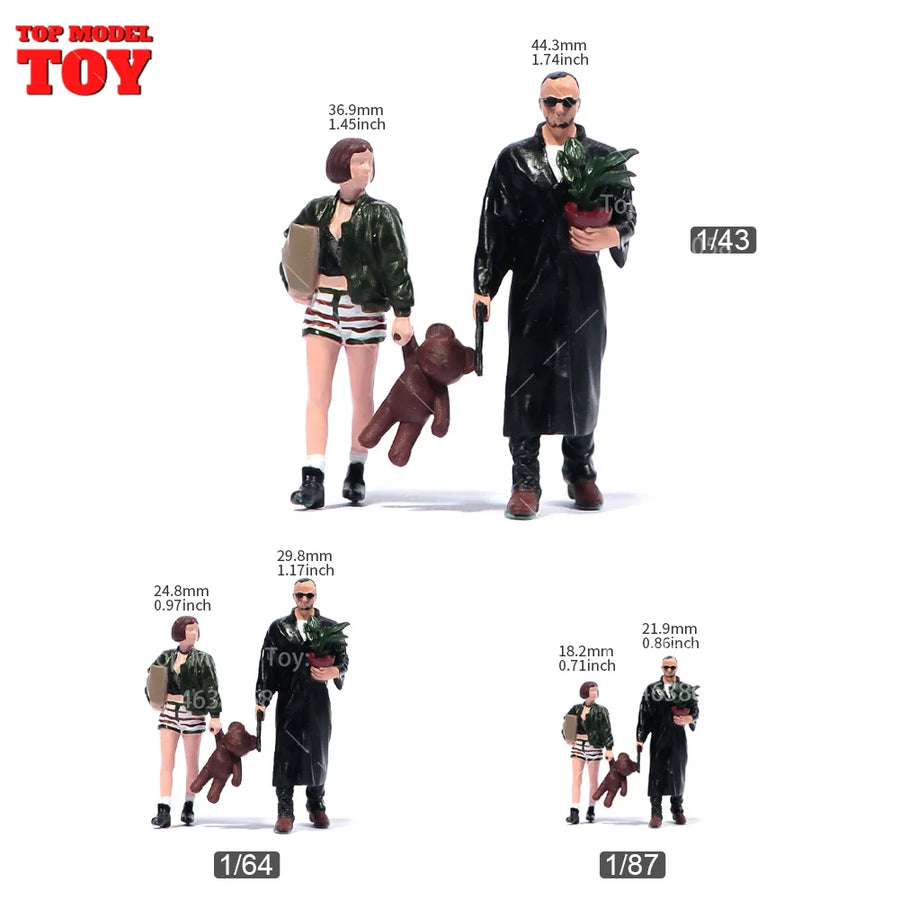 Modern Civilian Woman with Teddy Bear 28mm Resin Figure Set - resin model view 4