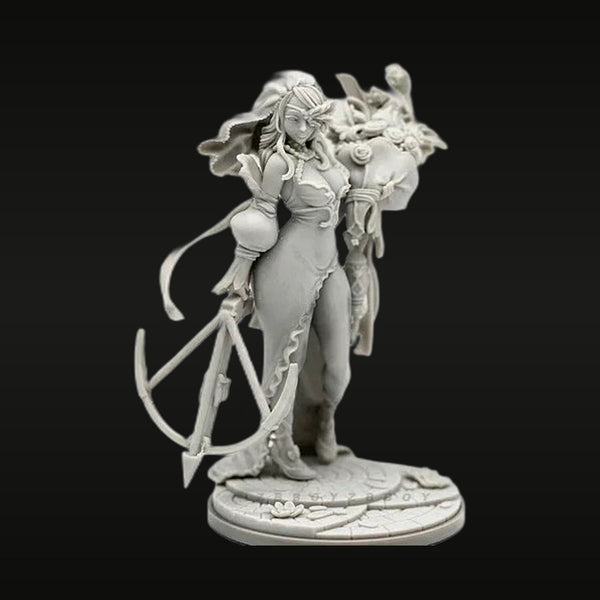Fantasy Female Archer Bust with Compound Bow 38mm Resin Kit