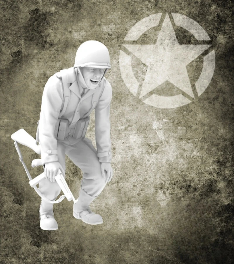 1/35 Scale Die-Cast Resin Figure Model Kit WWII US Soldier at Rest Unassembled and Unpainted