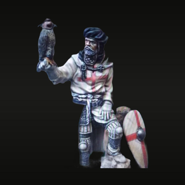 Medieval Crusader Knight with Falcon and Shield 54mm Resin Figure Kit