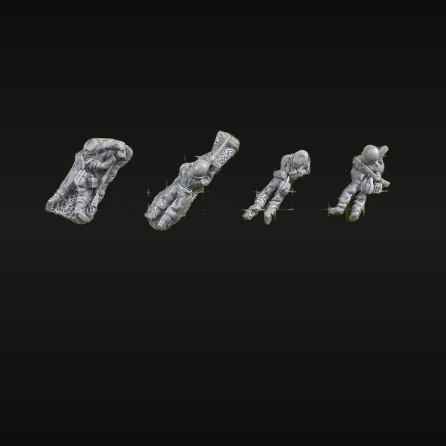 WWII Jungle Infantry 4-Figure Set 1/72 Resin Kit - unpainted resin model kit