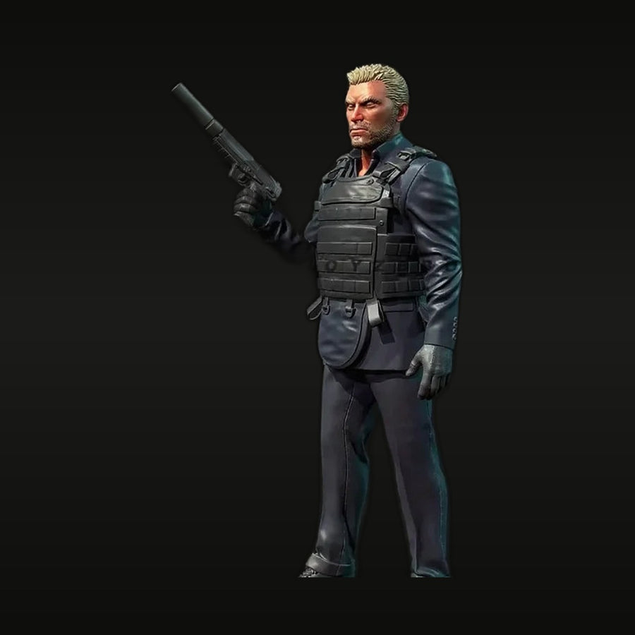 Modern Tactical Operator with Suppressed Pistol 25mm Resin Figure Kit - unpainted resin model kit