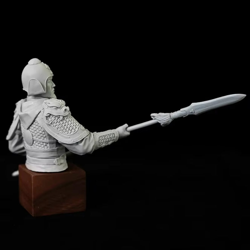 Medieval Chinese Warrior with Staff 1/10 Resin Bust Kit - resin model view 5