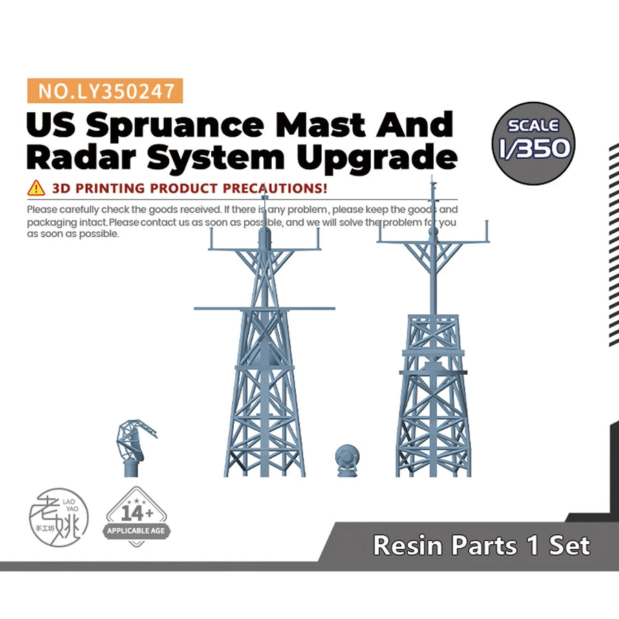 US Spruance-Class Destroyer Mast & Radar Set 1/700 Resin Ship Kit - resin model view 3