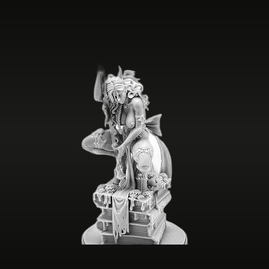 Fantasy Female Sorceress with Crystal Ball and Books Resin Figure Kit - unpainted resin model kit