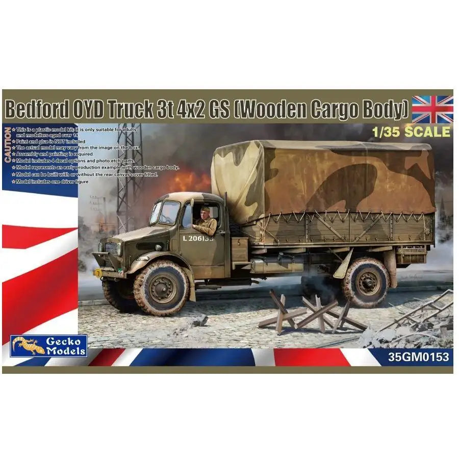 Gecko Models Bedford OYD Truck 3T 4X2 GS (Wooden Cargo Body) Model Kit 35GM0153 1/35 Scale