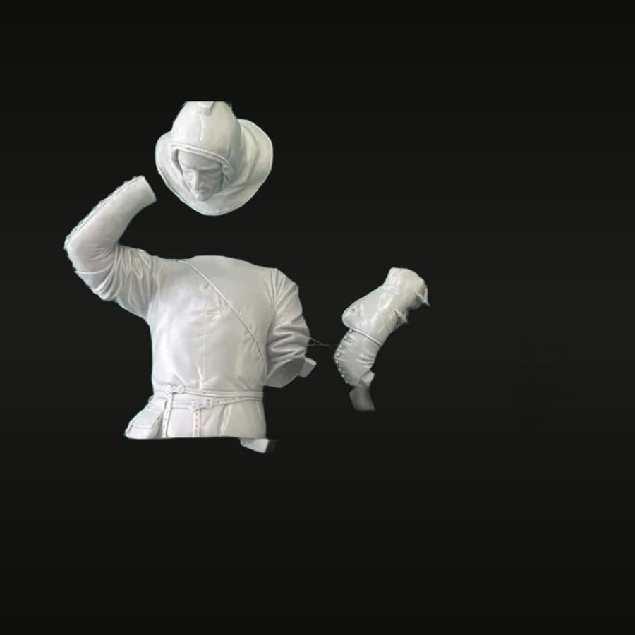 Medieval European Warrior with Kettle Hat 1/10 Scale Resin Bust Kit - unpainted resin model kit