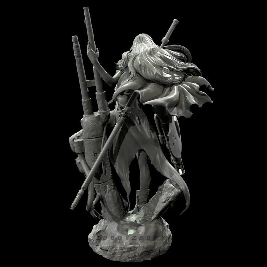 Cyberpunk Female Warrior with Dual Cannons 75mm Resin Figure Kit - resin model view 4