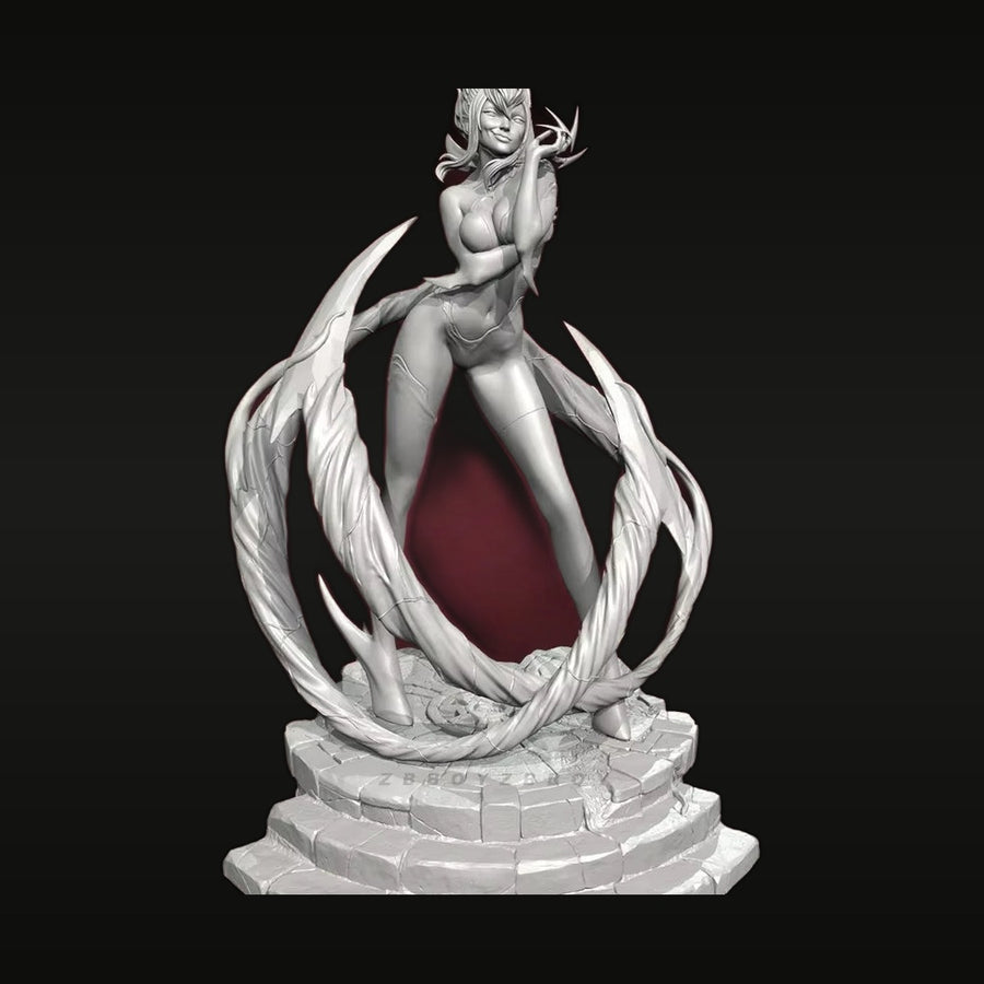 Fantasy Female Fire Sorceress Bust with Flowing Flames 38mm Resin Kit - unpainted resin model kit
