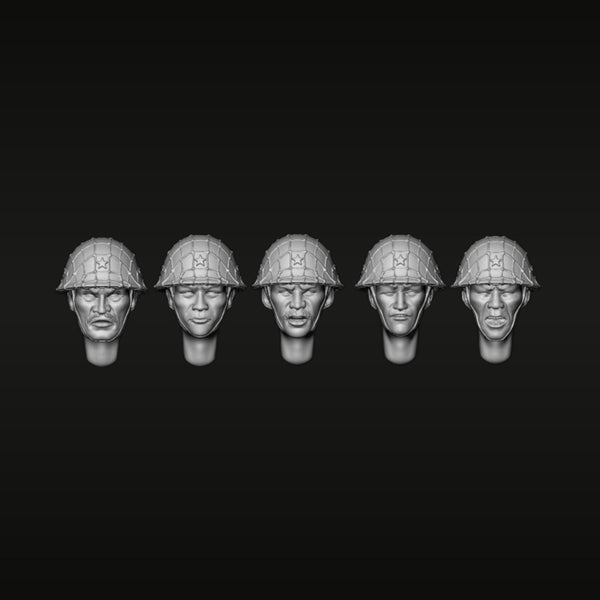 WWII Soviet Red Army Soldier Head Sculpts Set of 5 1/35 Resin Kit