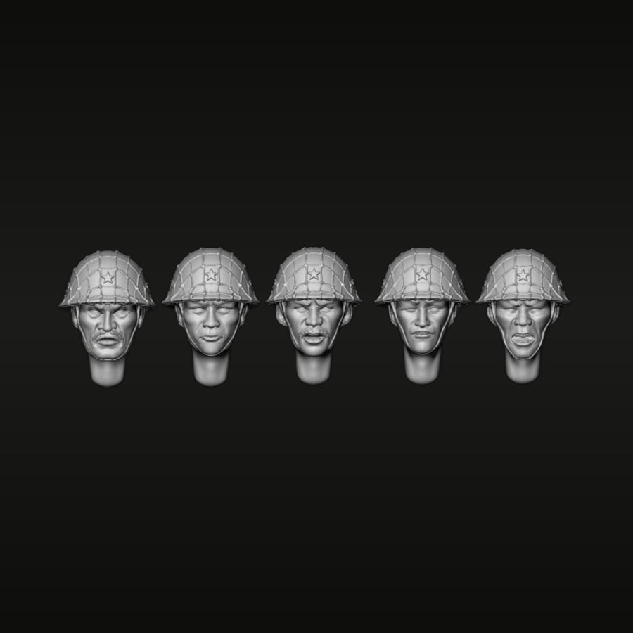 WWII Soviet Red Army Soldier Head Sculpts Set of 5 1/35 Resin Kit - unpainted resin model kit