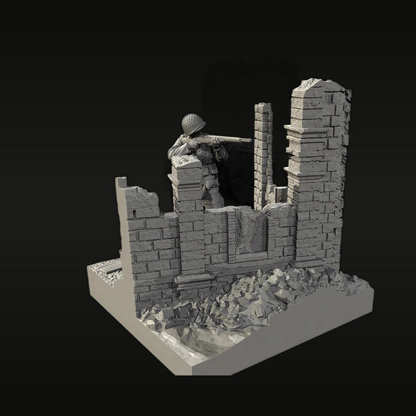 WWII American Soldier Urban Blockade Diorama 1/35 Resin Kit