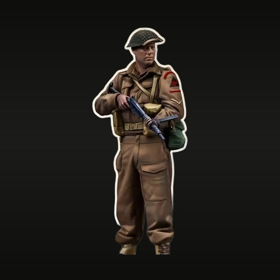 WWII British Lance Corporal Paratrooper with Sten Gun 1/35 Resin Figure - unpainted resin model kit