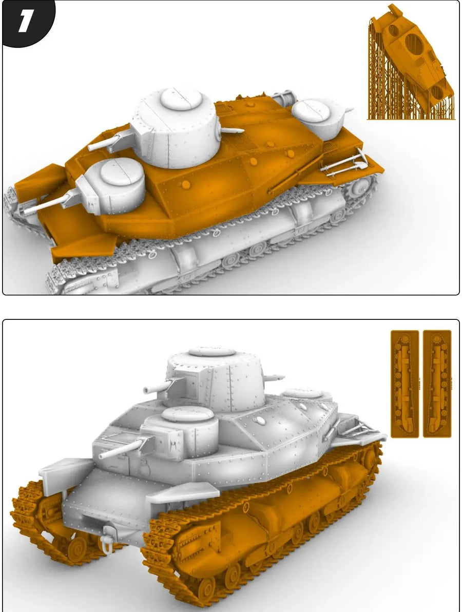 WWII Soviet T-28 Medium Tank 1/56 Resin Vehicle Kit - resin model view 2