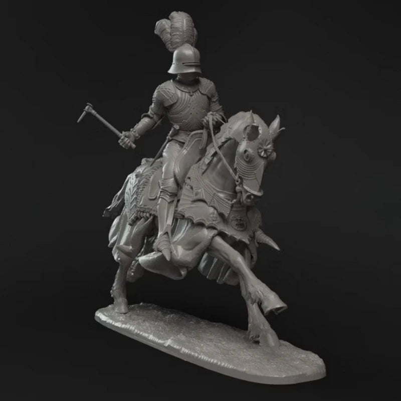 Medieval Knight's Warhorse with Caparison 1/24 Resin Mount Kit - resin model view 2