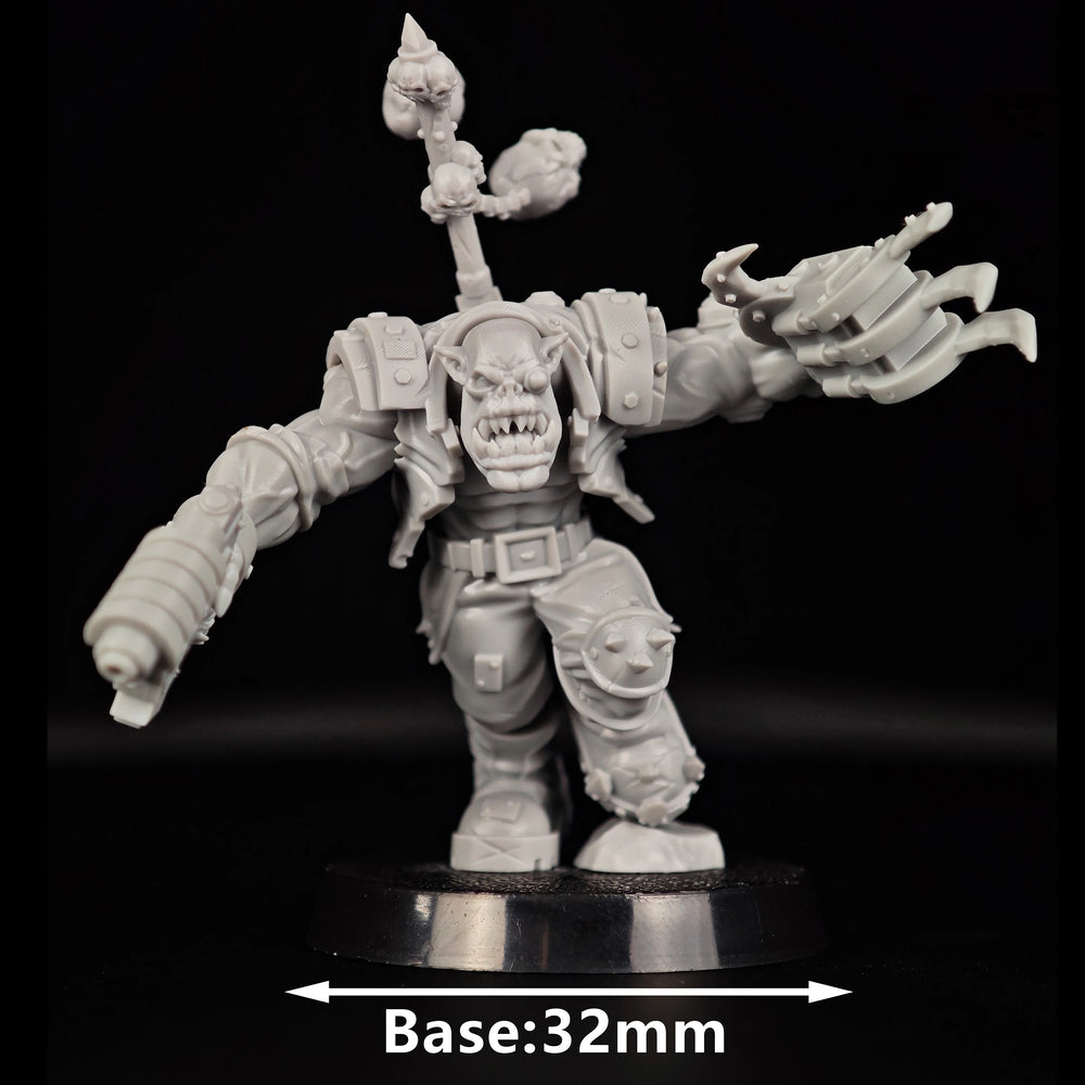 32mm Ork Infantry Squad, 4 Figures, Resin Model Figure Kit, Sci-Fi Theme, Unassembled and Unpainted