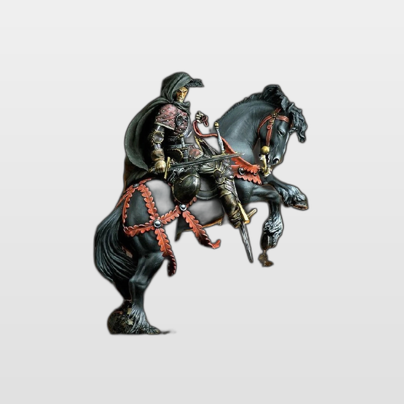 Fantasy Dark Undead Mounted Warrior with Sword on Black Horse Resin Figure Kit — enhanced photo