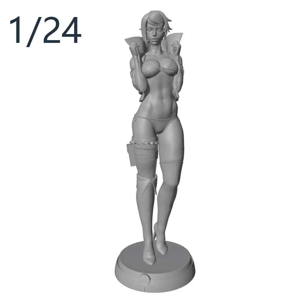 1/24 Sexy Girl with Glasses, Resin Model Figure Kit, Unassembled and Unpainted