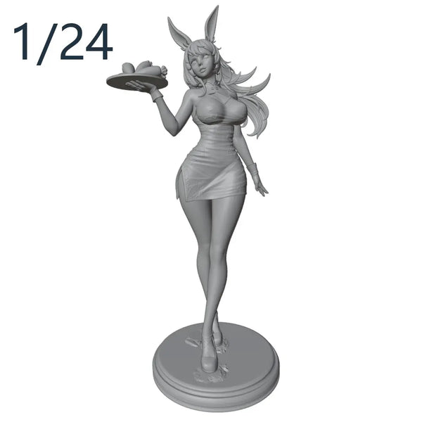 1/24 Bunny & Demon Girls, 2 Figures, Resin Model Figure Kit, Anime Theme, Unassembled and Unpainted