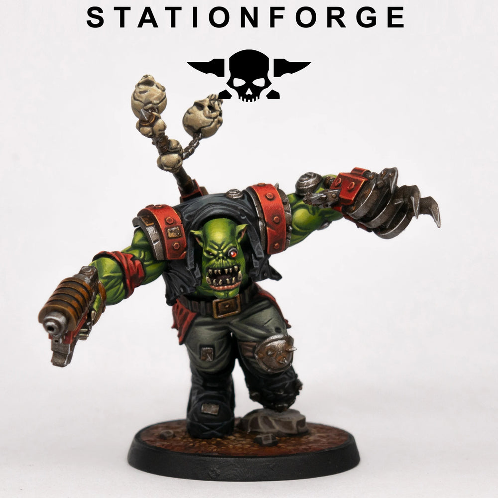 32mm Ork Infantry Squad, 4 Figures, Resin Model Figure Kit, Sci-Fi Theme, Unassembled and Unpainted