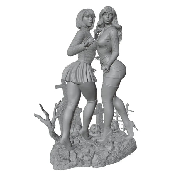 1/24 Gothic Graveyard Pinup, 2 Figures, Resin Model Figure Kit, Unassembled and Unpainted