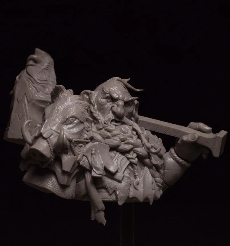 1/10 Medieval Orc Warrior with Battle Axe, Resin Model Bust Kit, Unassembled and Unpainted
