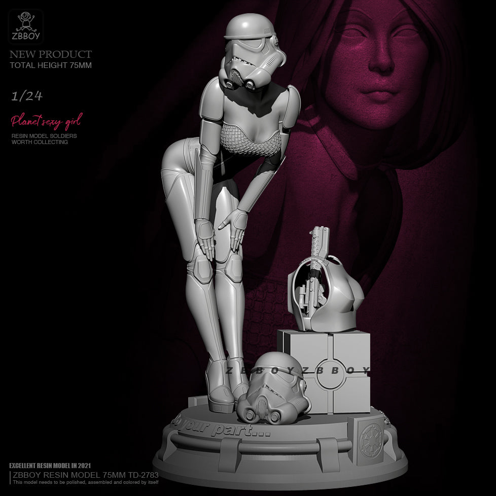 1/24 Female Cyborg Pilot in Tactical Combat Suit, Resin Model Figure Kit, Unassembled and Unpainted