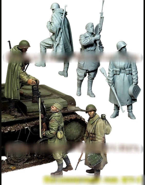 1/35 WWII German Infantry Squad Assault Poses, 6 Figures, Resin Model Figure Kit, Unassembled and Unpainted