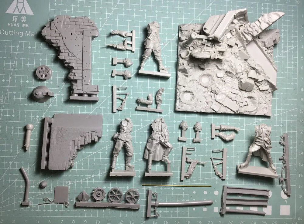 1/35 WWI Soldiers Entrenched, 6 Figures, Resin Model Diorama Kit, Unassembled and Unpainted