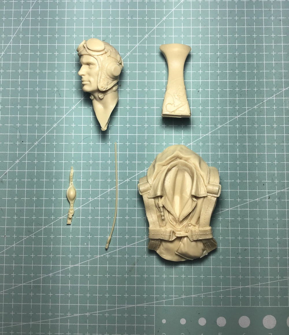 1/10 WWII Pilot Aviator, Resin Model Bust Kit, Unassembled and Unpainted