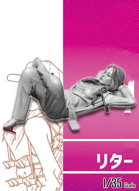 1/35 Female Reclining in Casual Wear, Resin Model Figure Kit, Unassembled and Unpainted