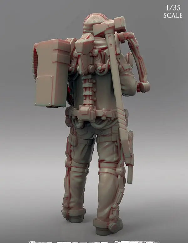1/35 Modern Exoskeleton Combat Trooper with Equipment Backpack, Resin Model Figure Kit, Unassembled and Unpainted