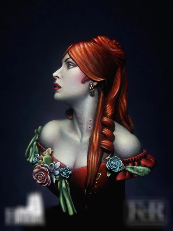 1/12 Fantasy Female with Floral Adornment, Resin Model Bust Kit, Unassembled and Unpainted