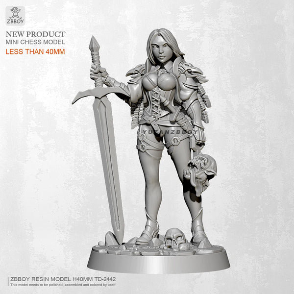 40mm Barbarian Warrior with Sword and Severed Head, Resin Model Figure Kit, Fantasy Theme, Unassembled and Unpainted
