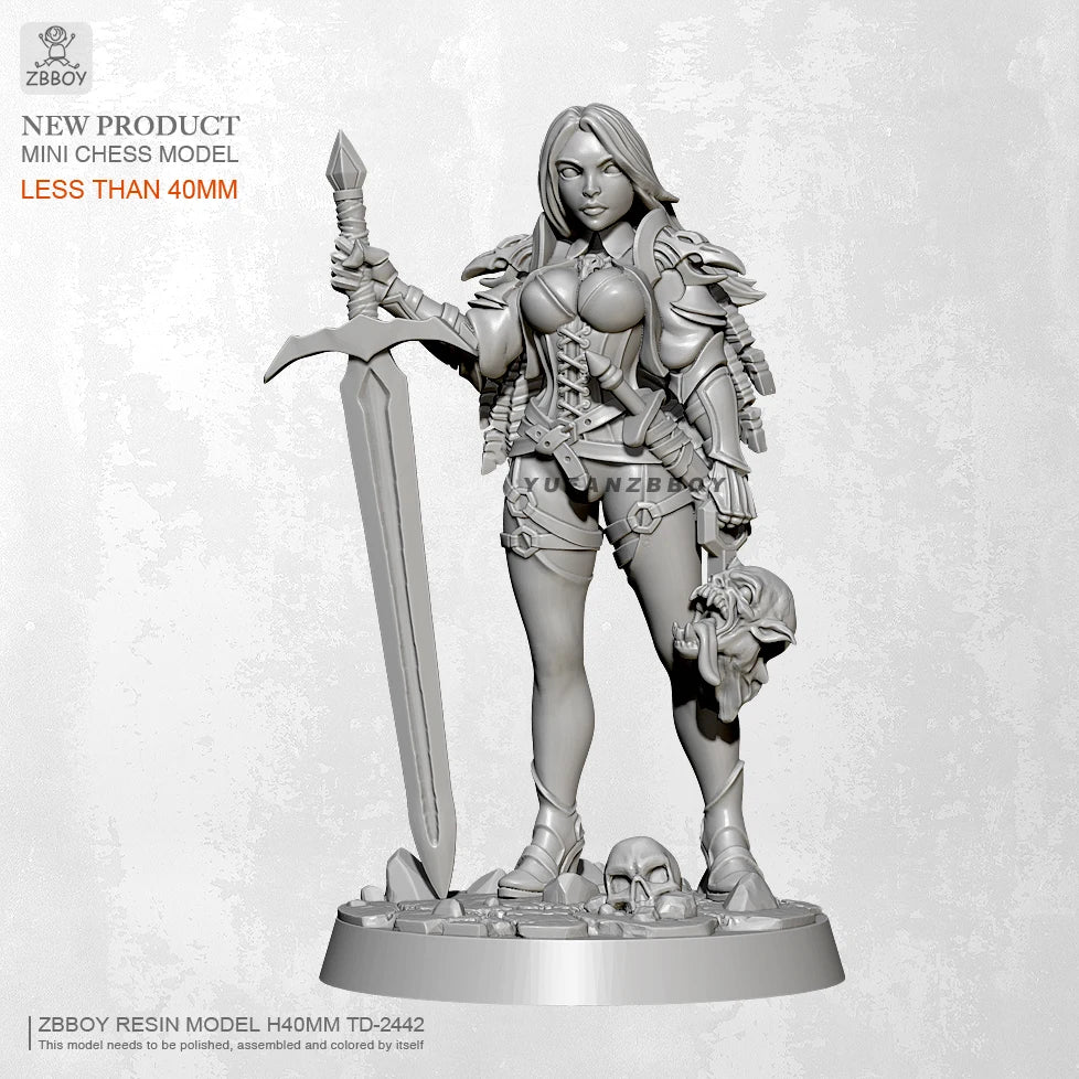 40mm Barbarian Warrior with Sword and Severed Head, Resin Model Figure Kit, Fantasy Theme, Unassembled and Unpainted